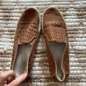 Marc Fisher camel leather stitched slip ons
